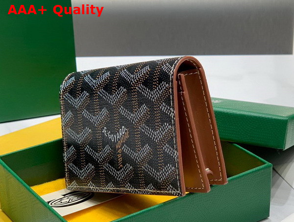 Goyard Malesherbes Card Wallet Black and Tan Goyardine Canvas and Vauzelles Calfskin Replica