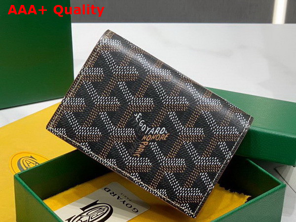 Goyard Malesherbes Card Wallet Black and Tan Goyardine Canvas and Vauzelles Calfskin Replica