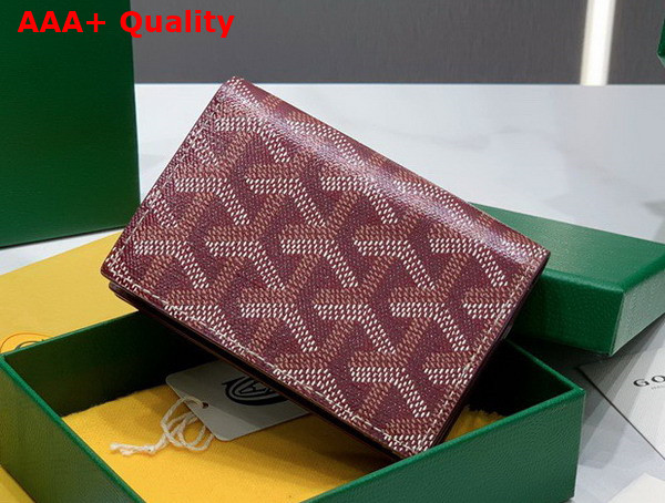 Goyard Malesherbes Card Wallet in Burgundy Goyardine Canvas and Vauzelles Calfskin Replica