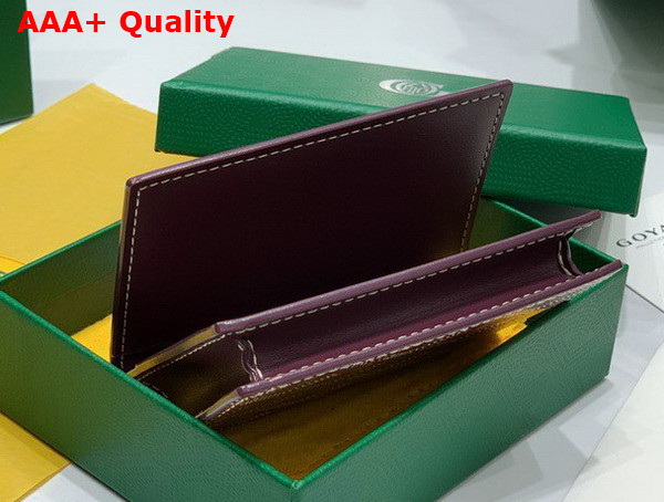 Goyard Malesherbes Card Wallet in Burgundy Goyardine Canvas and Vauzelles Calfskin Replica