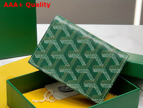 Goyard Malesherbes Card Wallet in Green Goyardine Canvas and Vauzelles Calfskin Replica