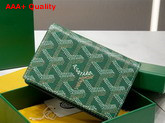 Goyard Malesherbes Card Wallet in Green Goyardine Canvas and Vauzelles Calfskin Replica