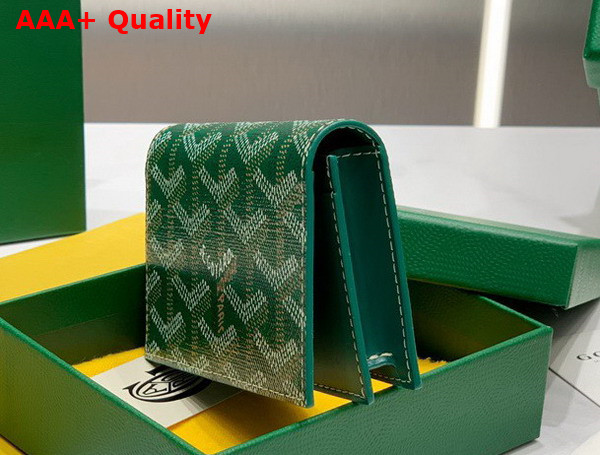 Goyard Malesherbes Card Wallet in Green Goyardine Canvas and Vauzelles Calfskin Replica