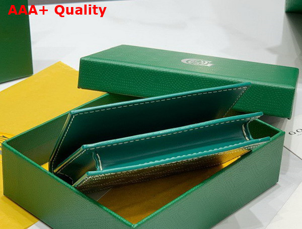 Goyard Malesherbes Card Wallet in Green Goyardine Canvas and Vauzelles Calfskin Replica