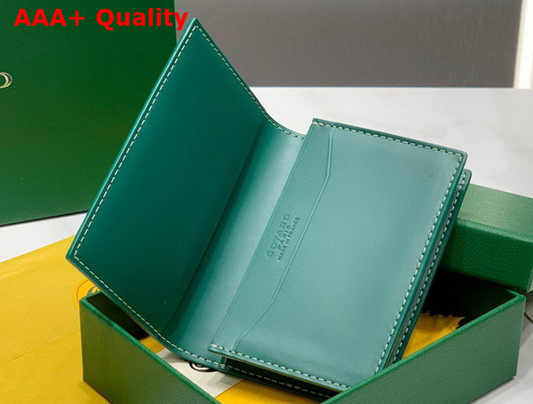 Goyard Malesherbes Card Wallet in Green Goyardine Canvas and Vauzelles Calfskin Replica