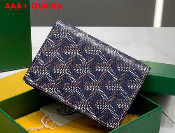 Goyard Malesherbes Card Wallet in Navy Blue Goyardine Canvas and Vauzelles Calfskin Replica