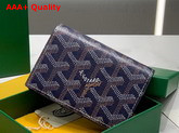 Goyard Malesherbes Card Wallet in Navy Blue Goyardine Canvas and Vauzelles Calfskin Replica