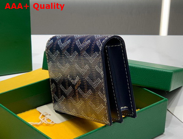 Goyard Malesherbes Card Wallet in Navy Blue Goyardine Canvas and Vauzelles Calfskin Replica