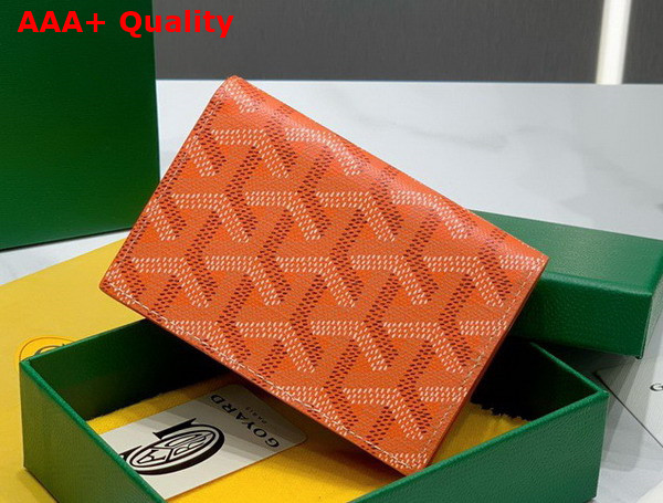 Goyard Malesherbes Card Wallet in Orange Goyardine Canvas and Vauzelles Calfskin Replica