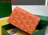 Goyard Malesherbes Card Wallet in Orange Goyardine Canvas and Vauzelles Calfskin Replica