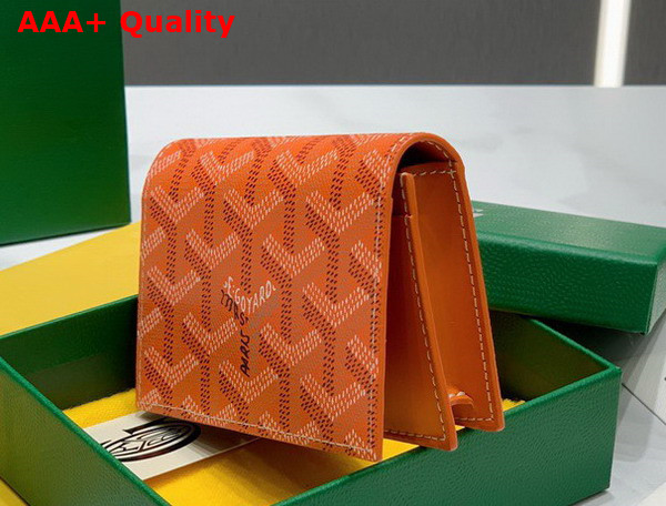 Goyard Malesherbes Card Wallet in Orange Goyardine Canvas and Vauzelles Calfskin Replica