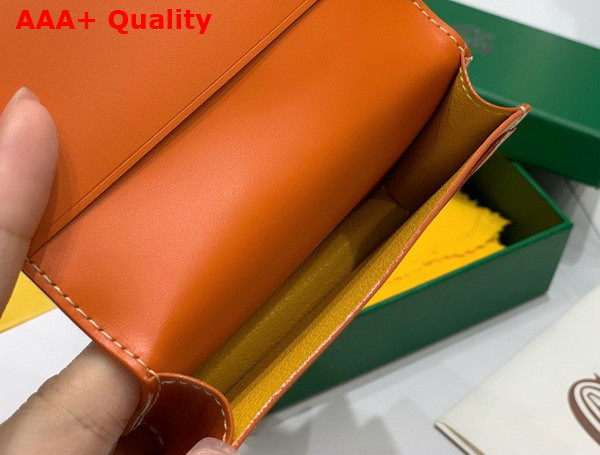 Goyard Malesherbes Card Wallet in Orange Goyardine Canvas and Vauzelles Calfskin Replica