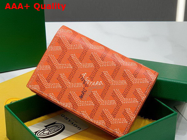 Goyard Malesherbes Card Wallet in Orange Goyardine Canvas and Vauzelles Calfskin Replica