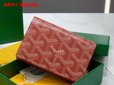 Goyard Malesherbes Card Wallet in Red Goyardine Canvas and Vauzelles Calfskin Replica