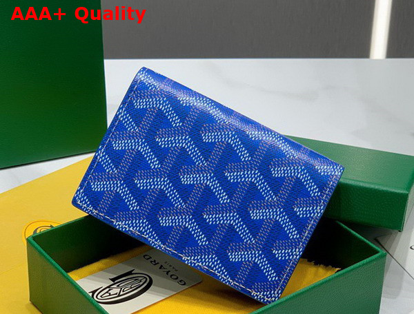 Goyard Malesherbes Card Wallet in Sky Blue Goyardine Canvas and Vauzelles Calfskin Replica