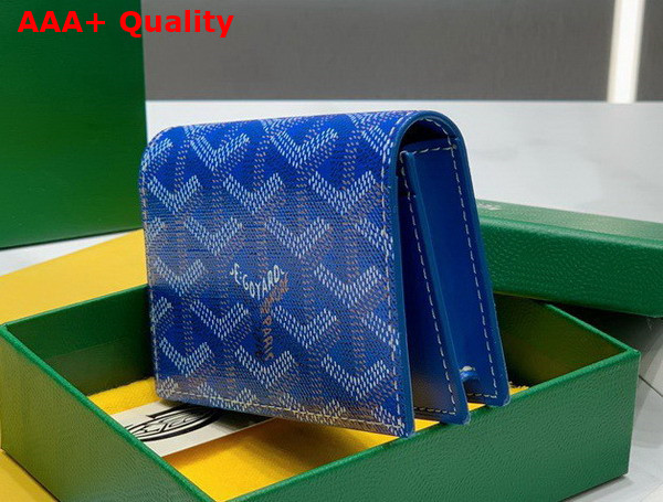 Goyard Malesherbes Card Wallet in Sky Blue Goyardine Canvas and Vauzelles Calfskin Replica