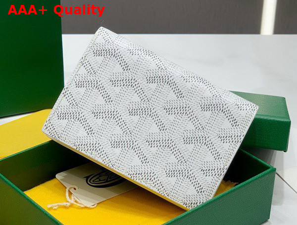 Goyard Malesherbes Card Wallet in White Goyardine Canvas and Vauzelles Calfskin Replica