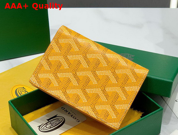 Goyard Malesherbes Card Wallet in Yellow Goyardine Canvas and Vauzelles Calfskin Replica