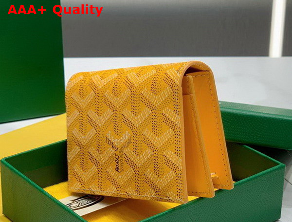 Goyard Malesherbes Card Wallet in Yellow Goyardine Canvas and Vauzelles Calfskin Replica