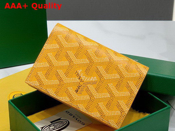 Goyard Malesherbes Card Wallet in Yellow Goyardine Canvas and Vauzelles Calfskin Replica