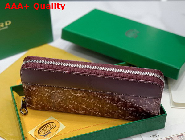 Goyard Matignon GM Wallet in Burgundy Goyardine Canvas and Vauzelles Calfskin Replica