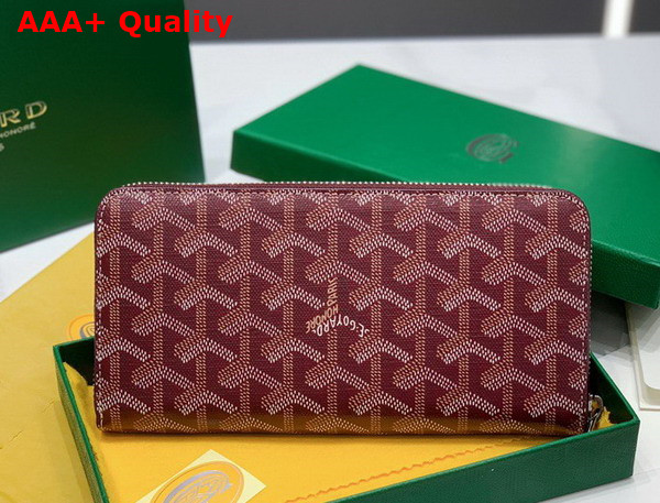 Goyard Matignon GM Wallet in Burgundy Goyardine Canvas and Vauzelles Calfskin Replica