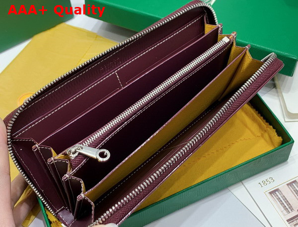 Goyard Matignon GM Wallet in Burgundy Goyardine Canvas and Vauzelles Calfskin Replica