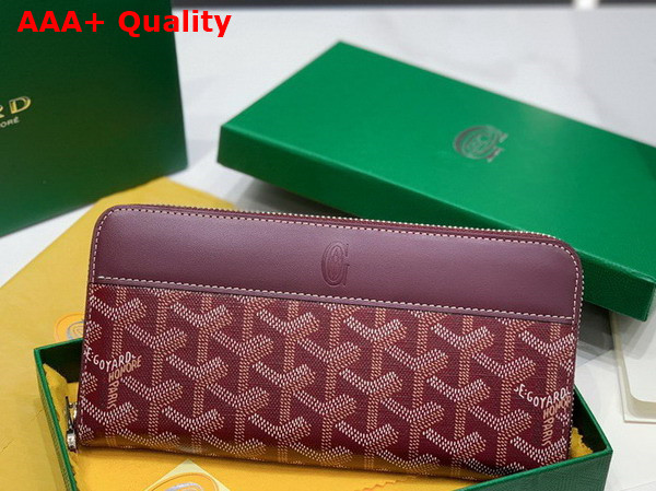 Goyard Matignon GM Wallet in Burgundy Goyardine Canvas and Vauzelles Calfskin Replica