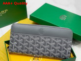 Goyard Matignon GM Wallet in Gray Goyardine Canvas and Vauzelles Calfskin Replica