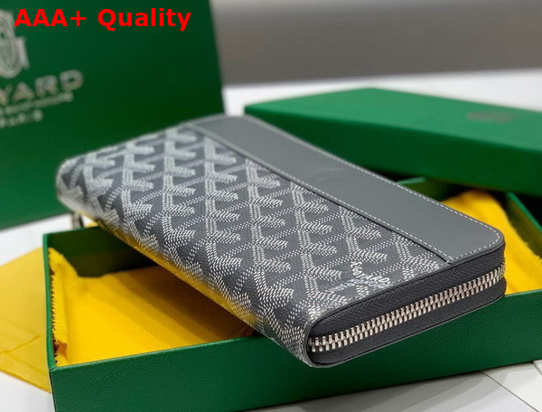 Goyard Matignon GM Wallet in Gray Goyardine Canvas and Vauzelles Calfskin Replica