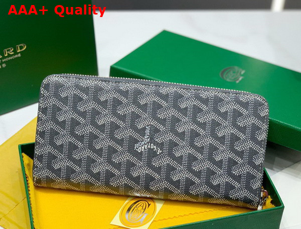 Goyard Matignon GM Wallet in Gray Goyardine Canvas and Vauzelles Calfskin Replica