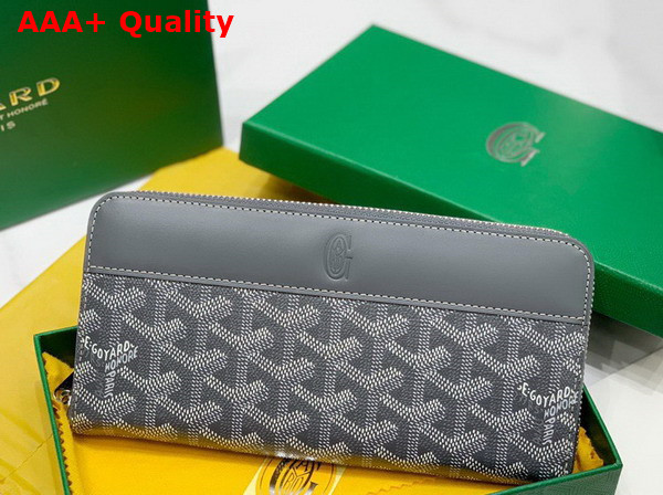 Goyard Matignon GM Wallet in Gray Goyardine Canvas and Vauzelles Calfskin Replica