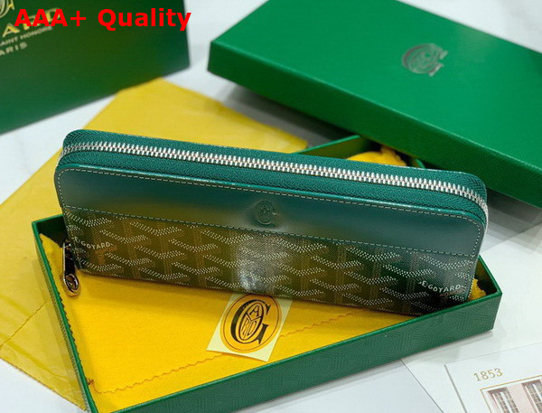 Goyard Matignon GM Wallet in Green Goyardine Canvas and Vauzelles Calfskin Replica