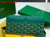 Goyard Matignon GM Wallet in Green Goyardine Canvas and Vauzelles Calfskin Replica