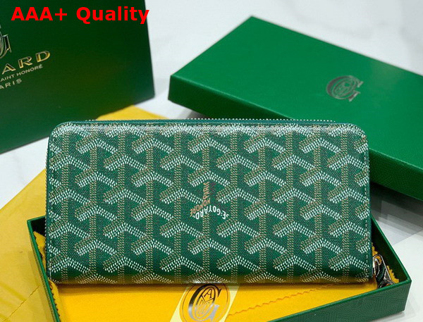 Goyard Matignon GM Wallet in Green Goyardine Canvas and Vauzelles Calfskin Replica