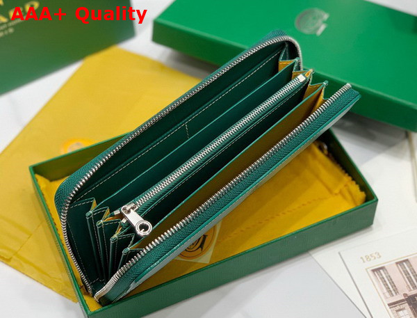 Goyard Matignon GM Wallet in Green Goyardine Canvas and Vauzelles Calfskin Replica