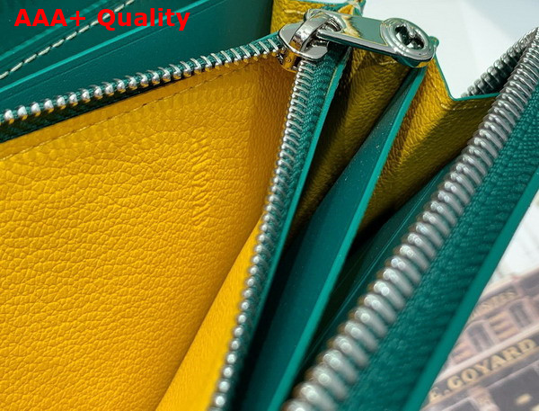 Goyard Matignon GM Wallet in Green Goyardine Canvas and Vauzelles Calfskin Replica