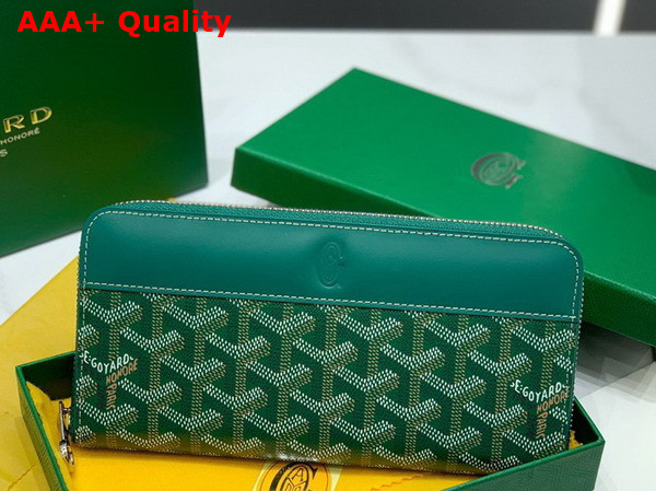 Goyard Matignon GM Wallet in Green Goyardine Canvas and Vauzelles Calfskin Replica