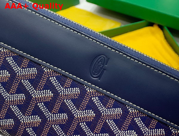 Goyard Matignon GM Wallet in Navy Blue Goyardine Canvas and Vauzelles Calfskin Replica