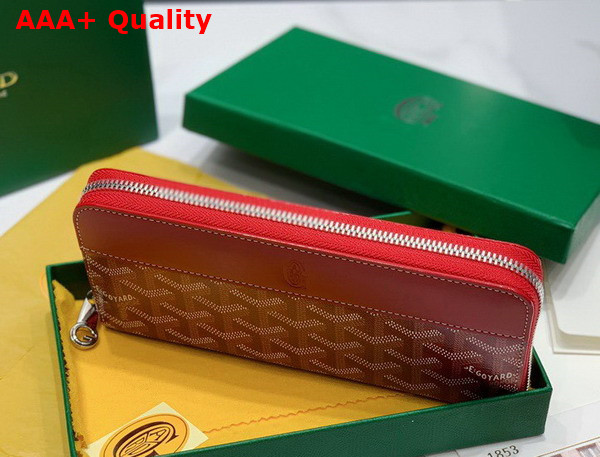 Goyard Matignon GM Wallet in Red Goyardine Canvas and Vauzelles Calfskin Replica