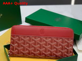 Goyard Matignon GM Wallet in Red Goyardine Canvas and Vauzelles Calfskin Replica