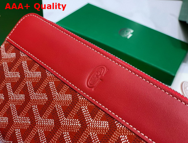 Goyard Matignon GM Wallet in Red Goyardine Canvas and Vauzelles Calfskin Replica