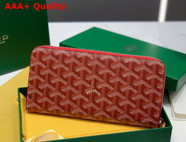 Goyard Matignon GM Wallet in Red Goyardine Canvas and Vauzelles Calfskin Replica