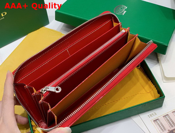 Goyard Matignon GM Wallet in Red Goyardine Canvas and Vauzelles Calfskin Replica