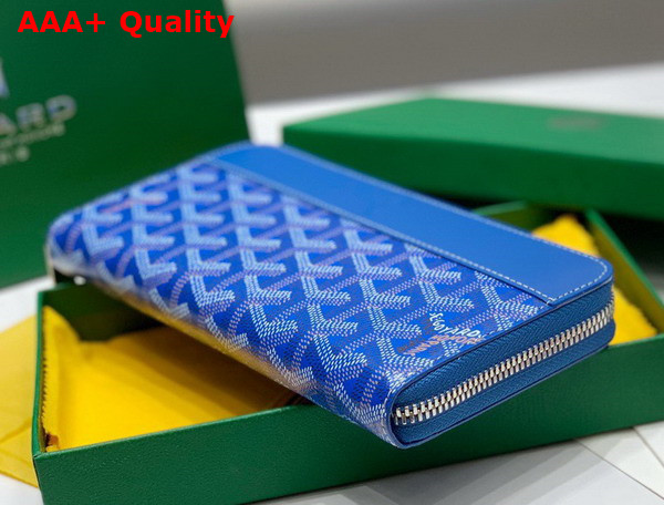 Goyard Matignon GM Wallet in Sky Blue Goyardine Canvas and Vauzelles Calfskin Replica