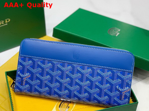 Goyard Matignon GM Wallet in Sky Blue Goyardine Canvas and Vauzelles Calfskin Replica