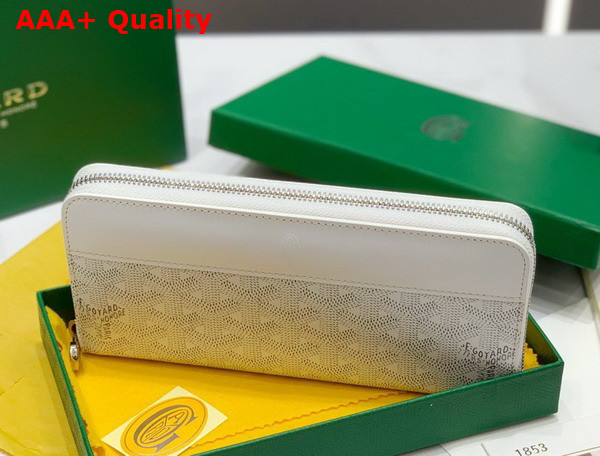 Goyard Matignon GM Wallet in White Goyardine Canvas and Vauzelles Calfskin Replica