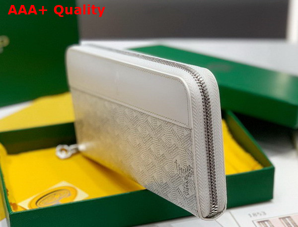 Goyard Matignon GM Wallet in White Goyardine Canvas and Vauzelles Calfskin Replica