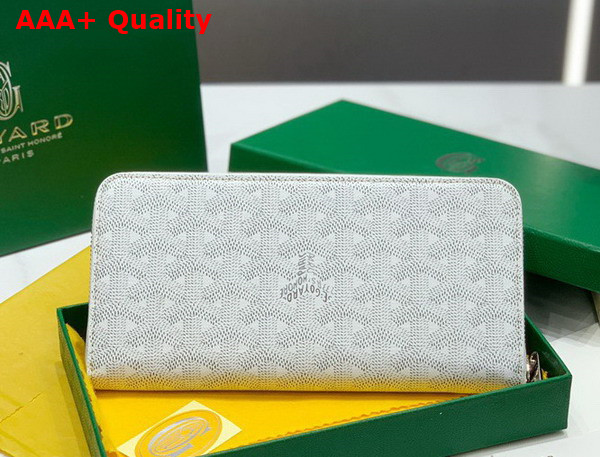 Goyard Matignon GM Wallet in White Goyardine Canvas and Vauzelles Calfskin Replica