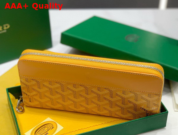 Goyard Matignon GM Wallet in Yellow Goyardine Canvas and Vauzelles Calfskin Replica